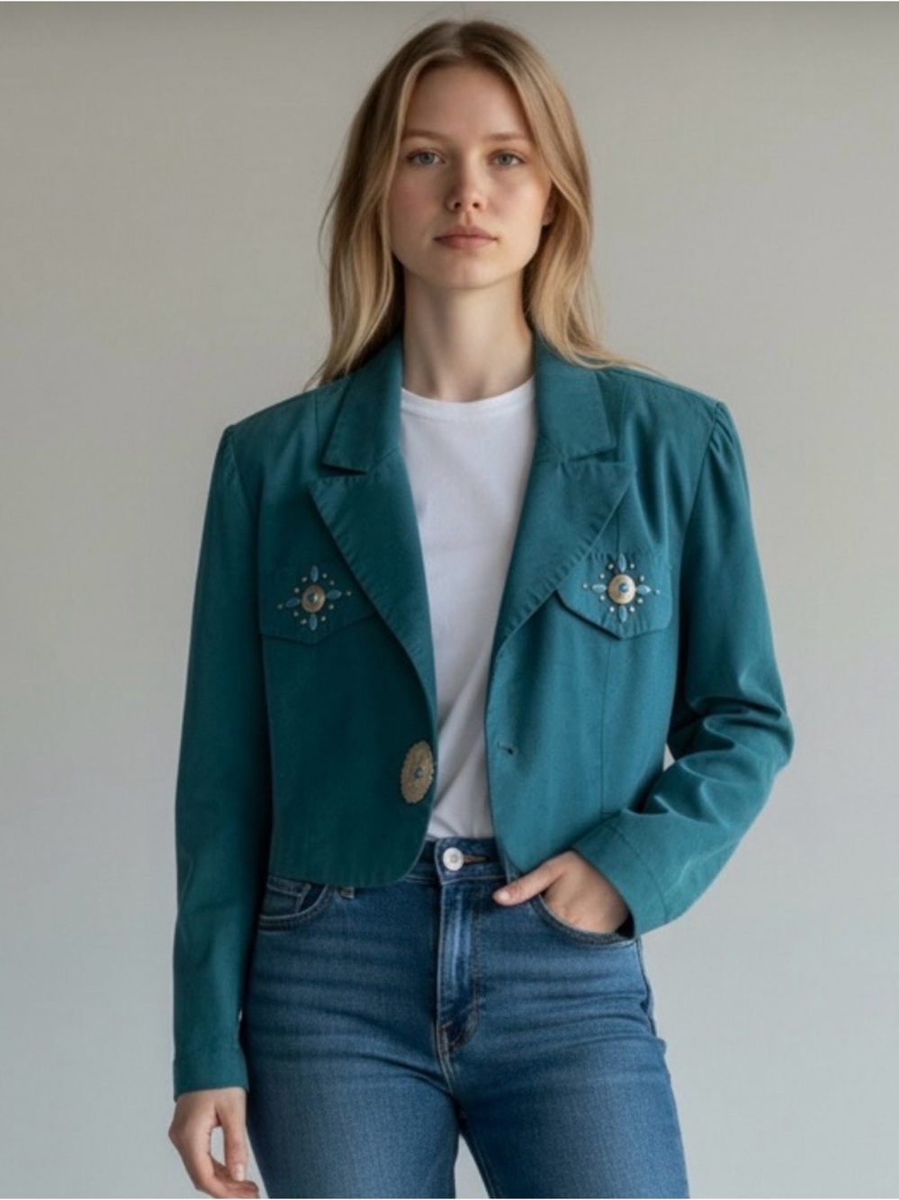 Vintage 1980s Sue Wong Studio Cropped Blazer